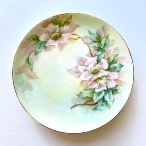 Antique Haviland Hand Painted Cabinet Plate - Floral - Gold Trim